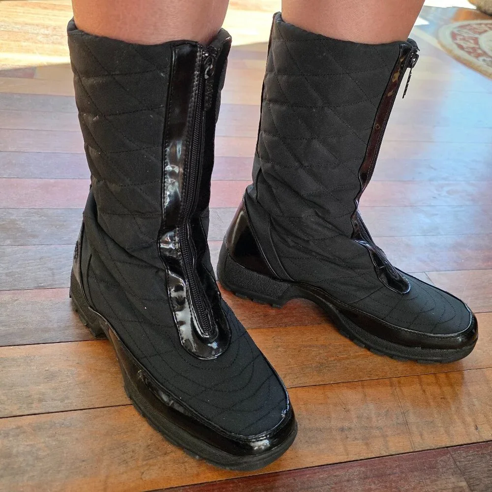 Totes Black Front Zip-Up All Weather Boots Size 10